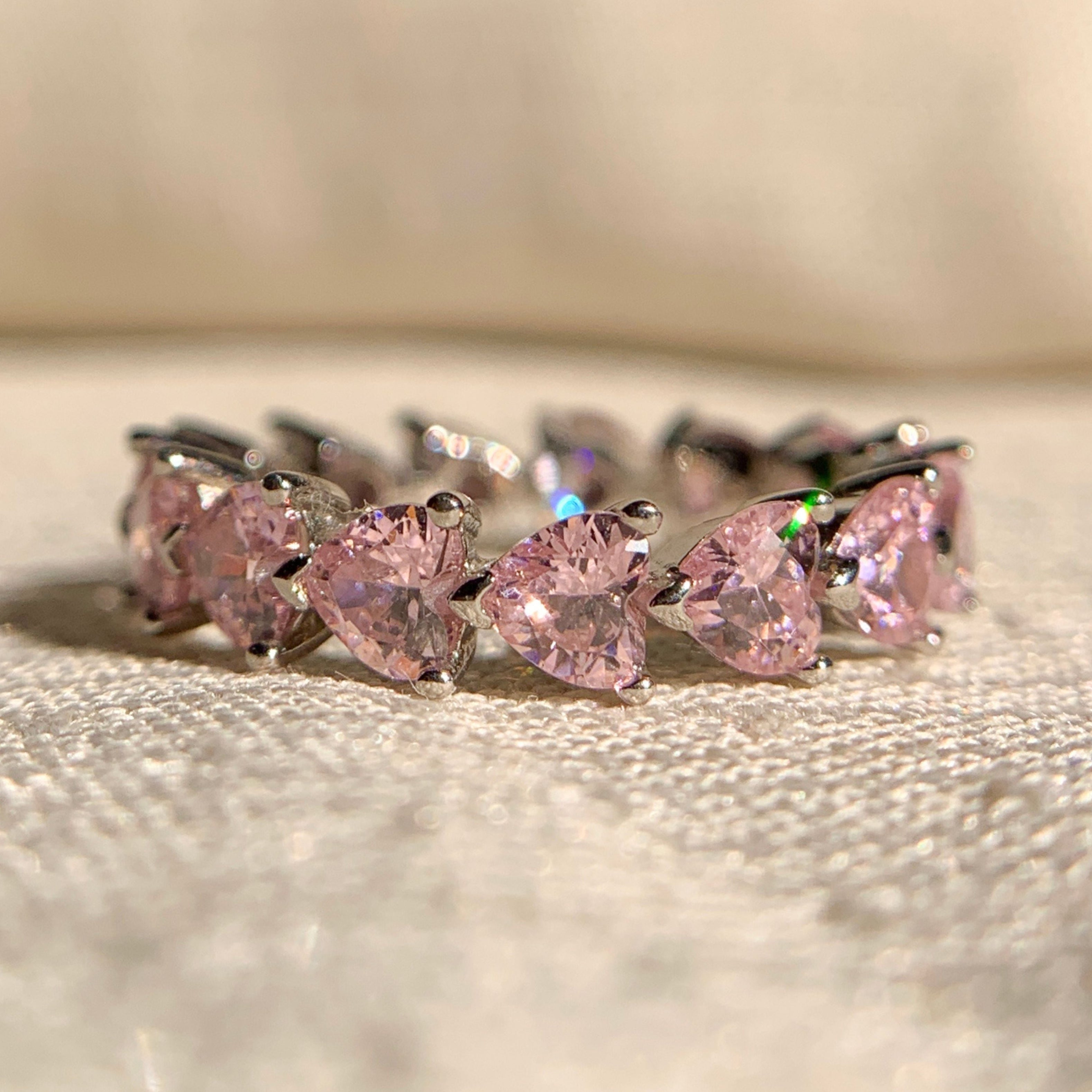 Heart shaped diamond eternity wedding ring in white gold